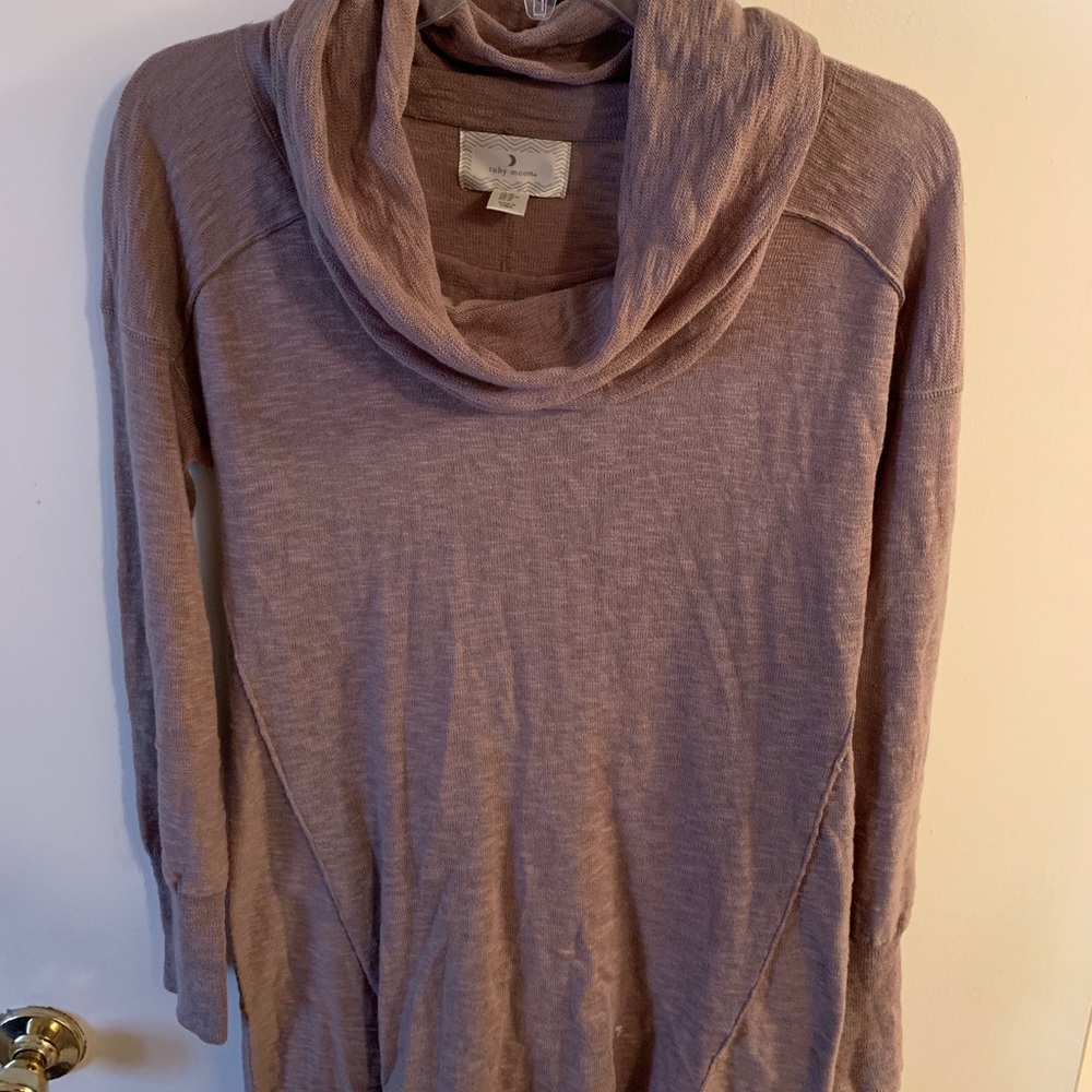 Cowl neck light brown long sleeve top
